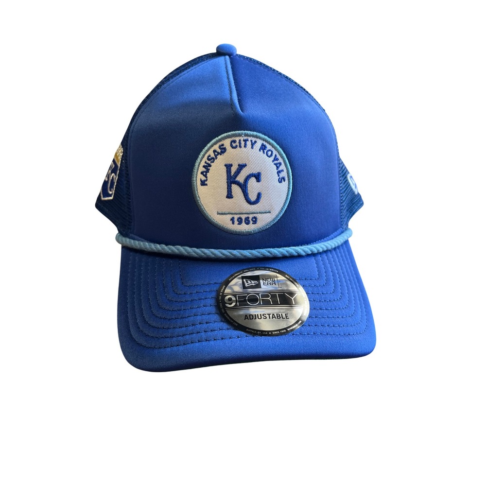New Era Kansas City Royals MLB 9FORTY Trucker Hat Blue Snapback Rope Cap Retro